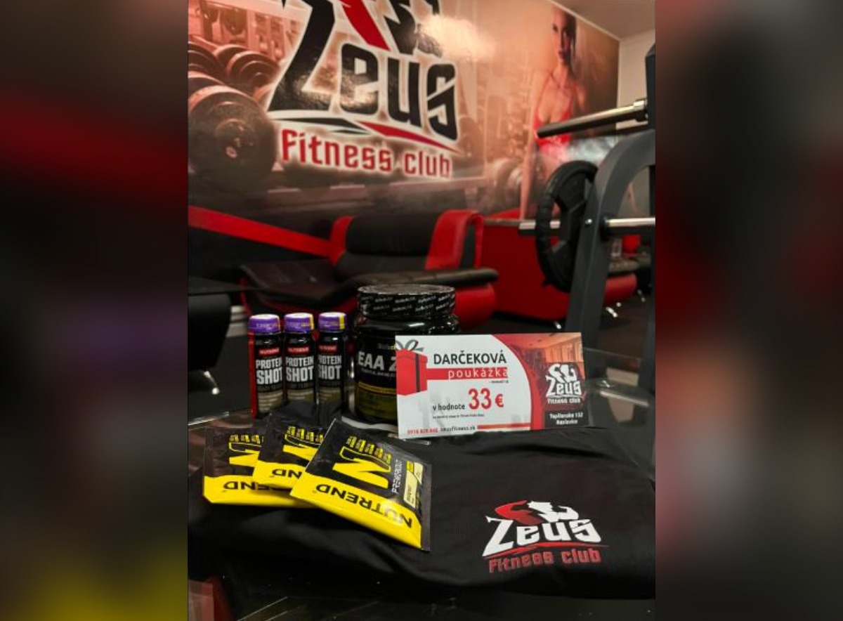 SÚŤAŽ Zeus Fitness club: vyhrajte darčekovú poukážku 33 € a balíček výživových doplnkov