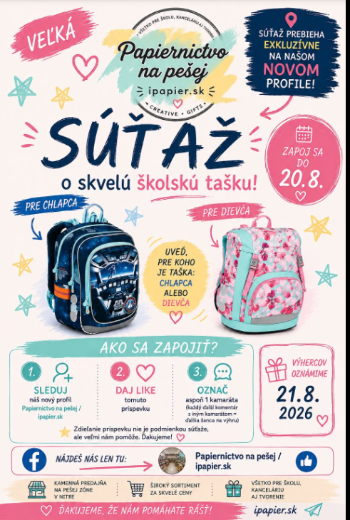 Zapoj sa do súťaže o školskú tašku podľa vlastného výberu